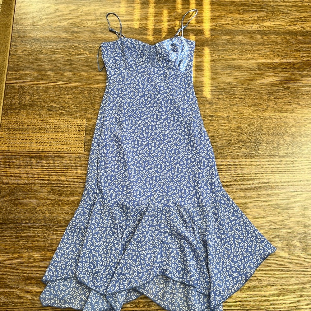urban outfitters blue with flowers midi cocktail dress